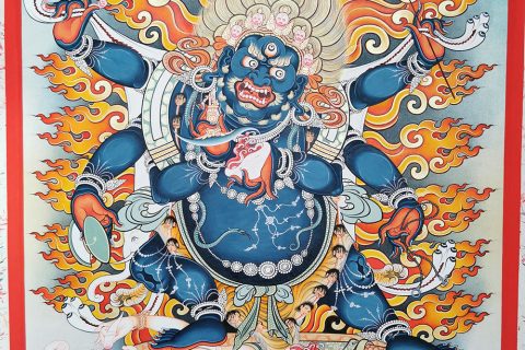 编号188-939601：彩绘唐卡-六臂玛哈嘎拉（60*45CM左右）
