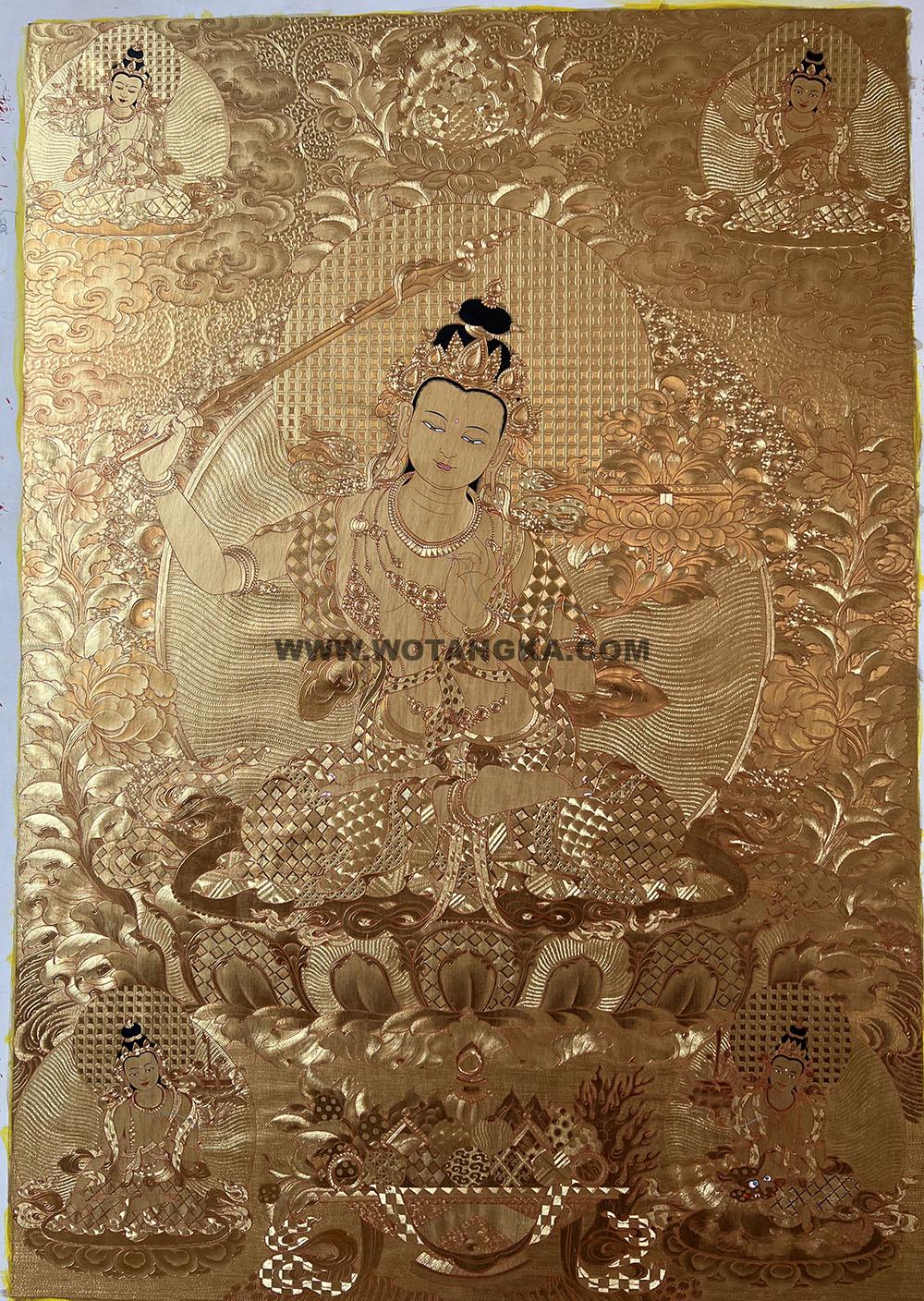 编号188-949005:黄金唐卡-文殊菩萨·五部文殊(70*50CM左右)