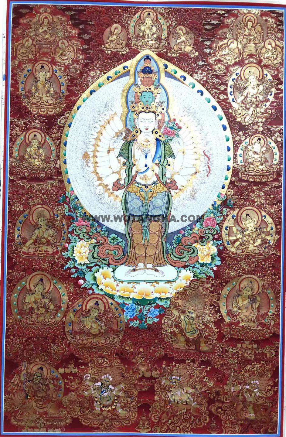 编号188-959032:红金唐卡-千手观音(100*70CM左右)