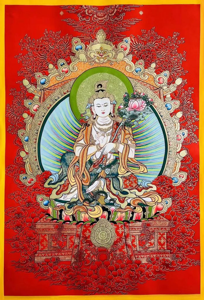 编号188-977512：红金唐卡-大势至菩萨（70*50CM左右）