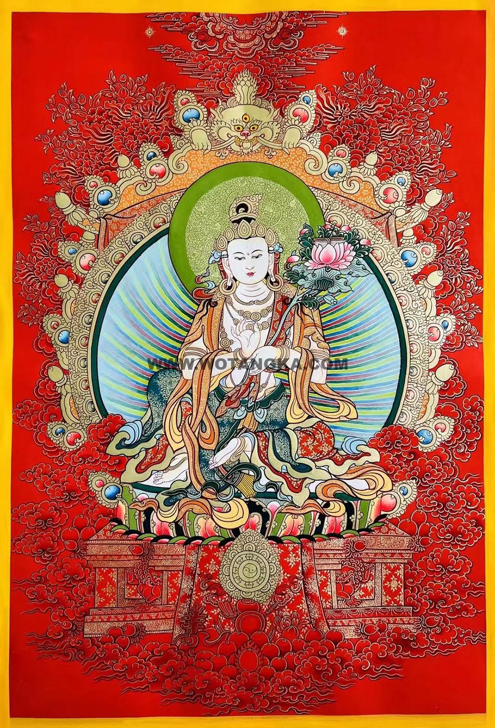 热贡-拉藏·画院：红金唐卡-大势至菩萨（70*50CM左右）