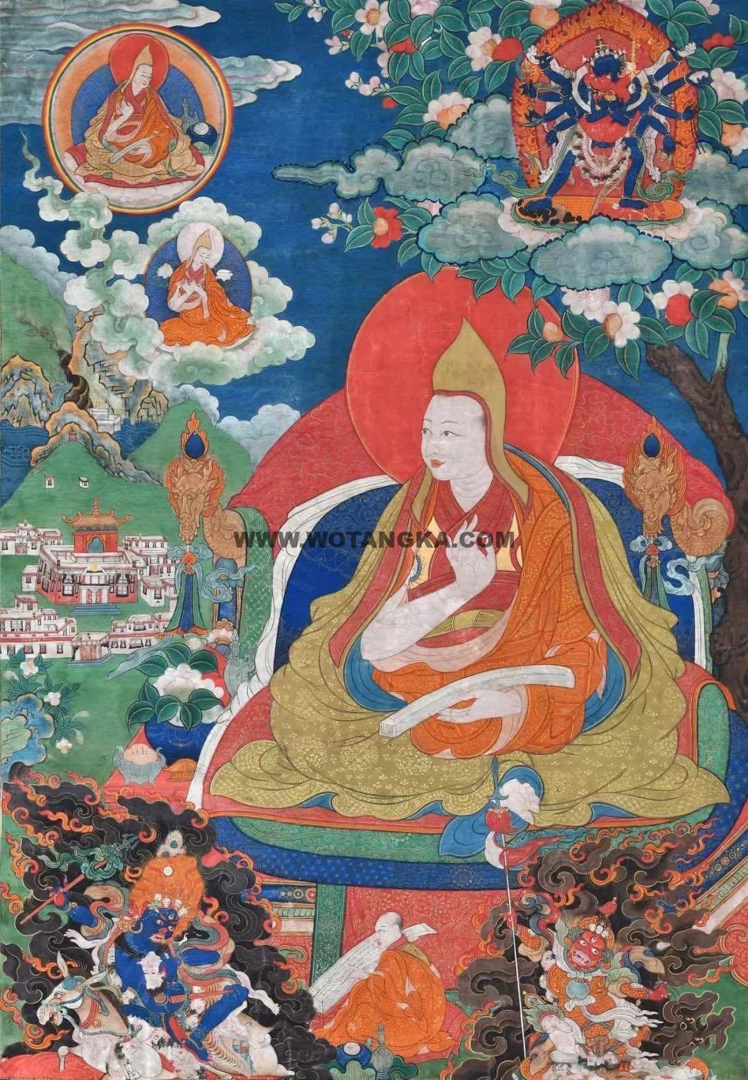 沃唐卡编号AC99264：达赖喇嘛源流·根敦嘉措