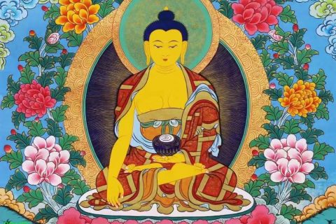 编号138-101459：彩绘唐卡-释迦牟尼佛（80*60CM左右）