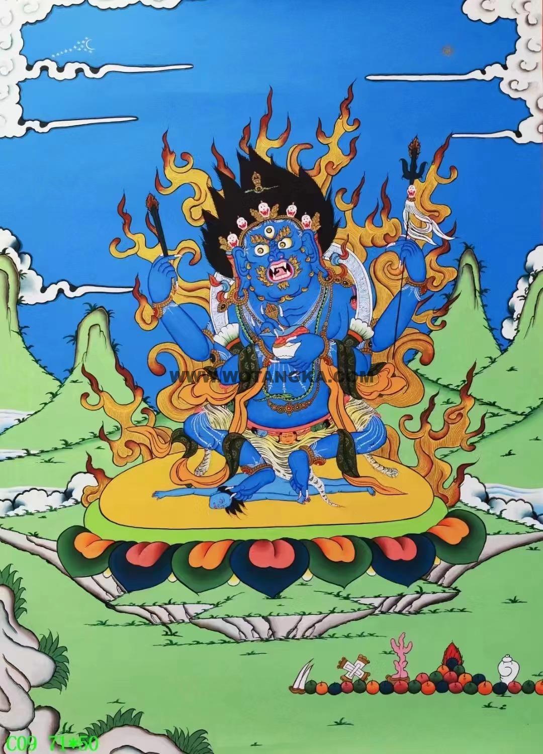 编号138-116239：彩绘唐卡-四臂玛哈嘎拉（71*50CM左右）