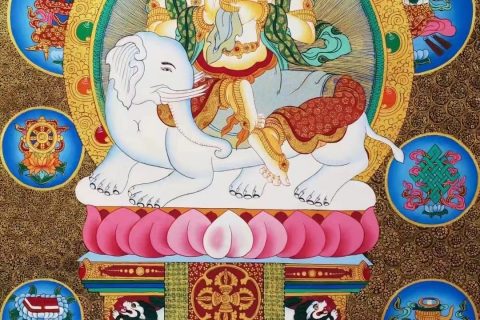 编号138-141397：彩绘唐卡-普贤菩萨（76*51CM左右）