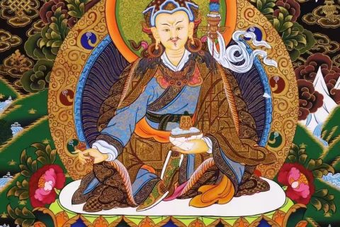 编号138-145525：彩绘唐卡-莲花生大士（61*46CM左右）