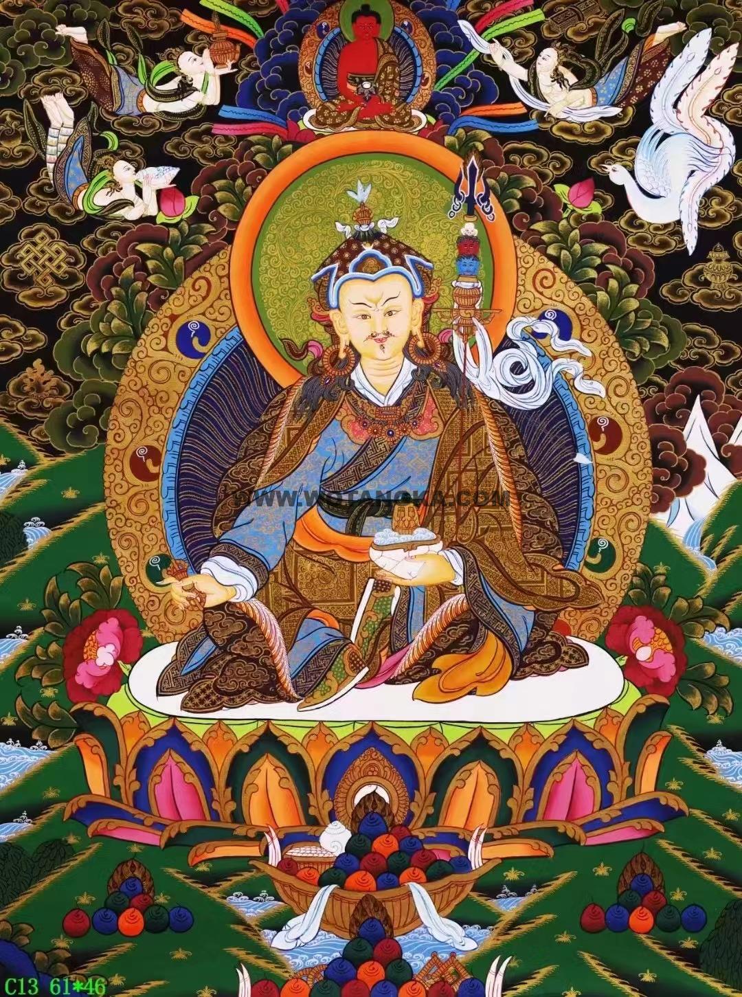 编号138-145525:彩绘唐卡-莲花生大士(61*46CM左右)