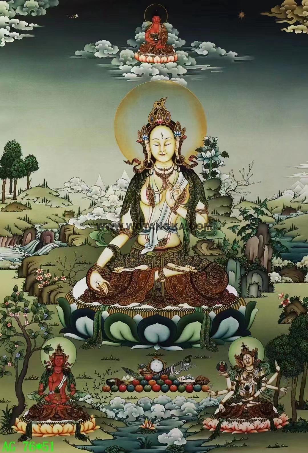 编号138-211261:嘎玛嘎赤-白度母·长寿三尊(76*51CM左右)