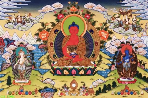 编号138-279254：彩绘唐卡-阿弥陀佛（51*77CM左右）