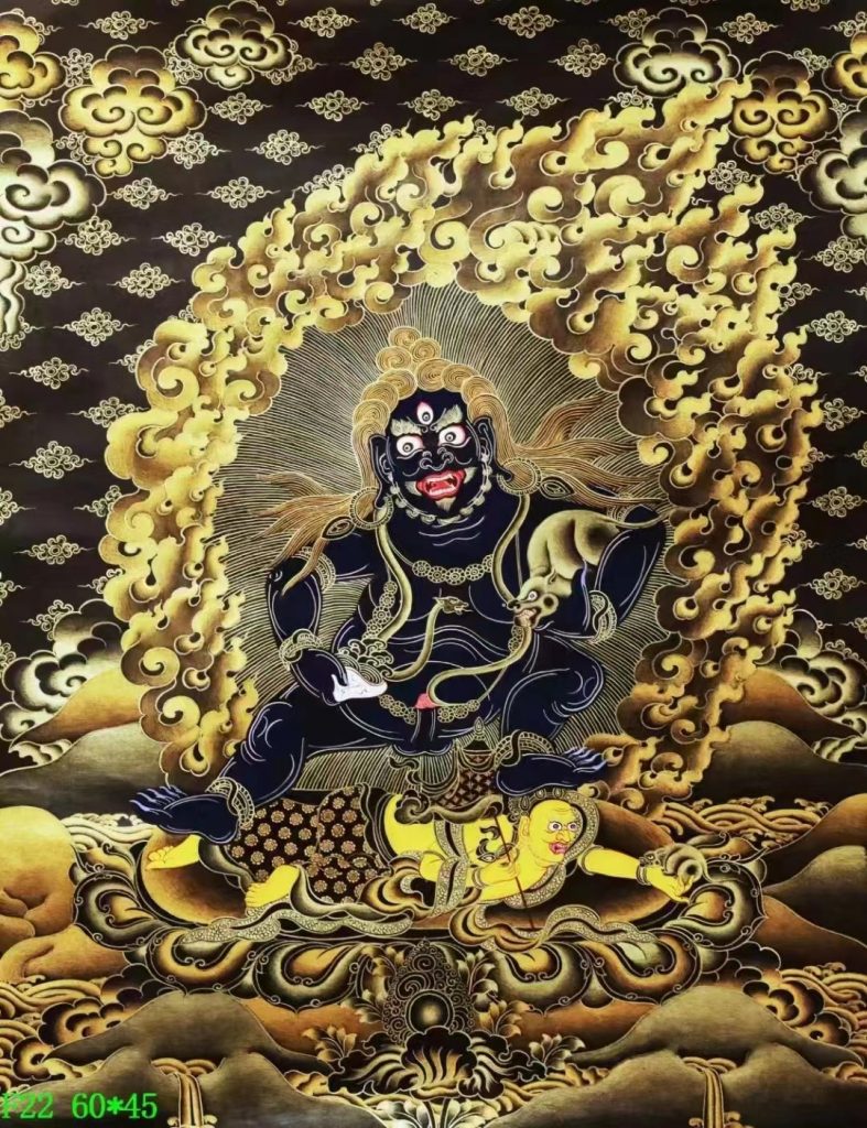 编号138-330102：彩绘唐卡-黑财神（60*45CM左右）