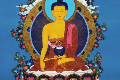 编号138-330987：蓝金唐卡-释迦牟尼佛（75*52CM左右）