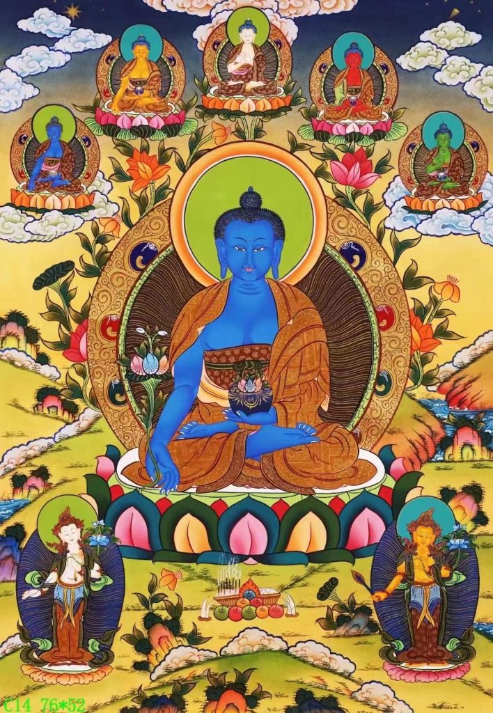 编号138-389018：彩绘唐卡-药师佛（76*52CM左右）