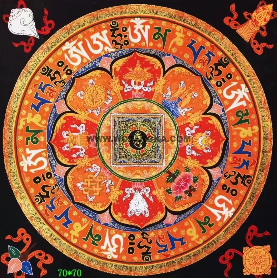 编号138-473405:彩绘唐卡-吉祥八宝坛城(70*70CM左右)