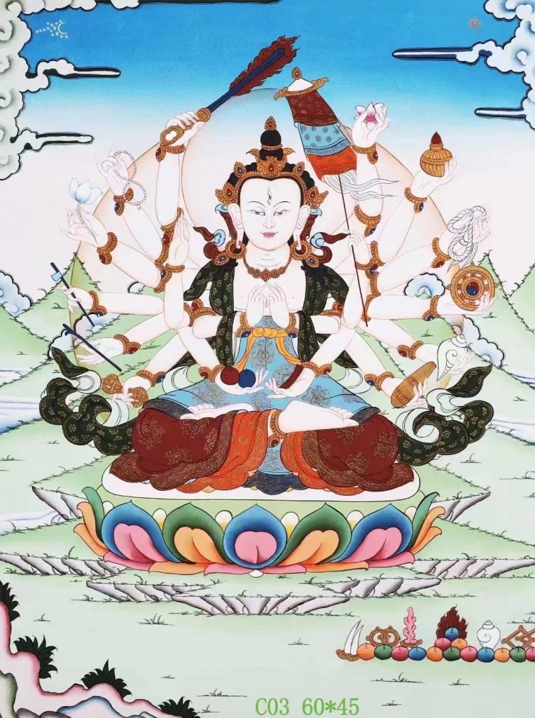 编号138-523162：彩绘唐卡-准提佛母（60*45CM左右）