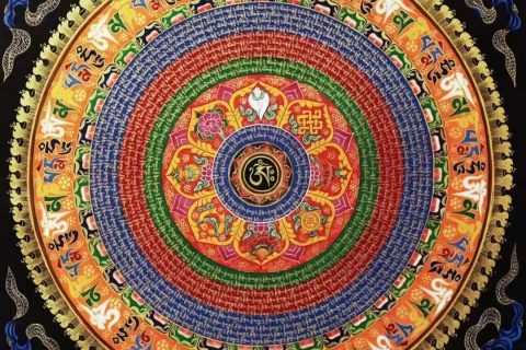 编号138-534374：彩绘唐卡-吉祥八宝坛城（70*70CM左右）