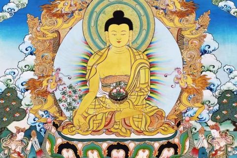 编号138-589609：彩绘唐卡-释迦牟尼佛（100*73CM左右）