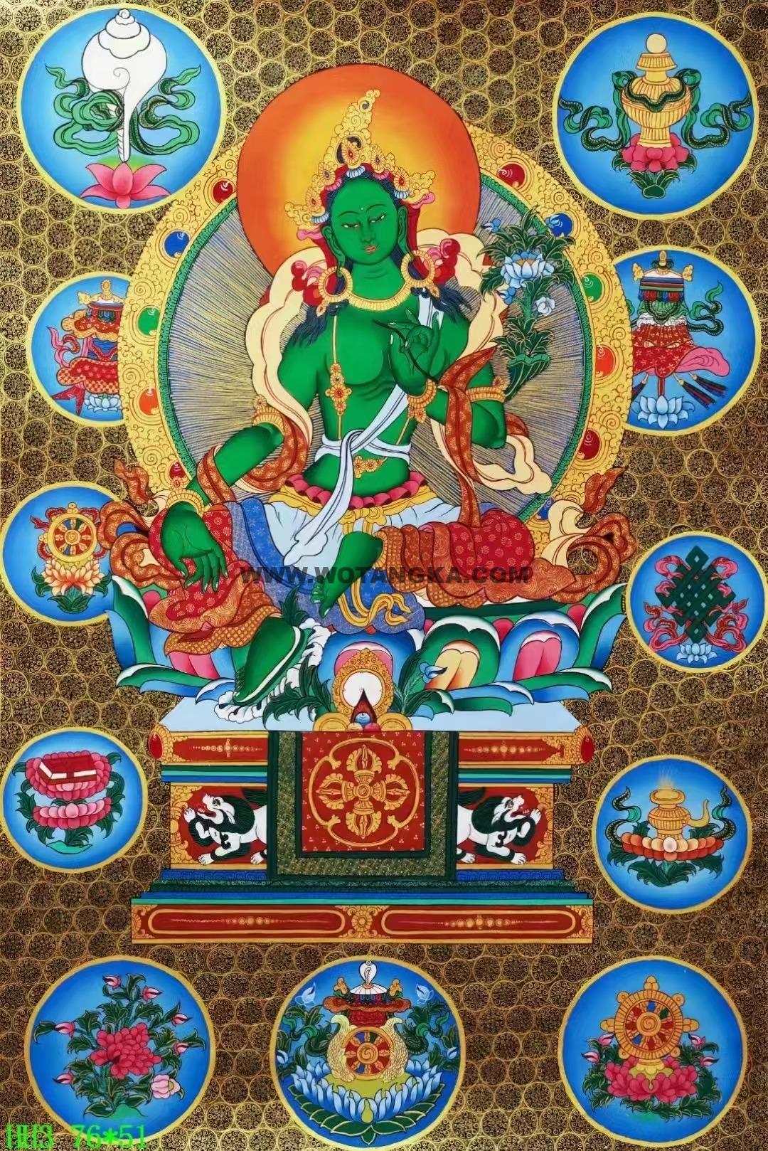 编号138-616426:彩绘唐卡-绿度母(76*51CM左右)