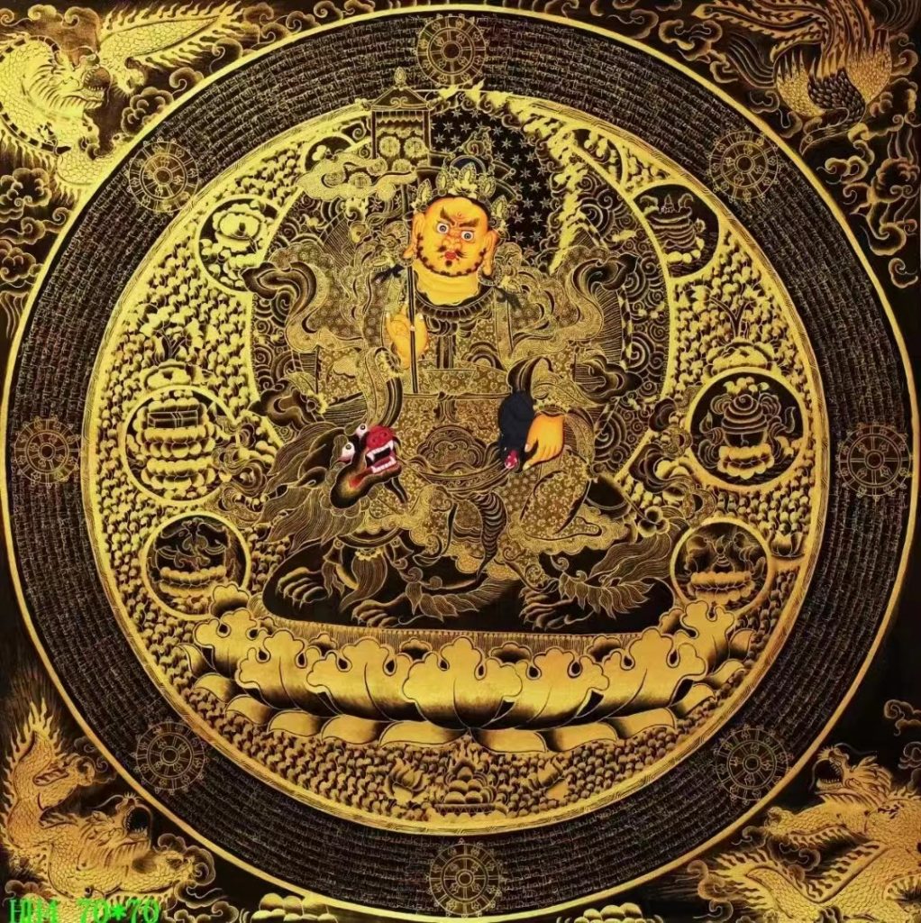 编号138-678389：黑金唐卡-财宝天王（70*70CM左右）