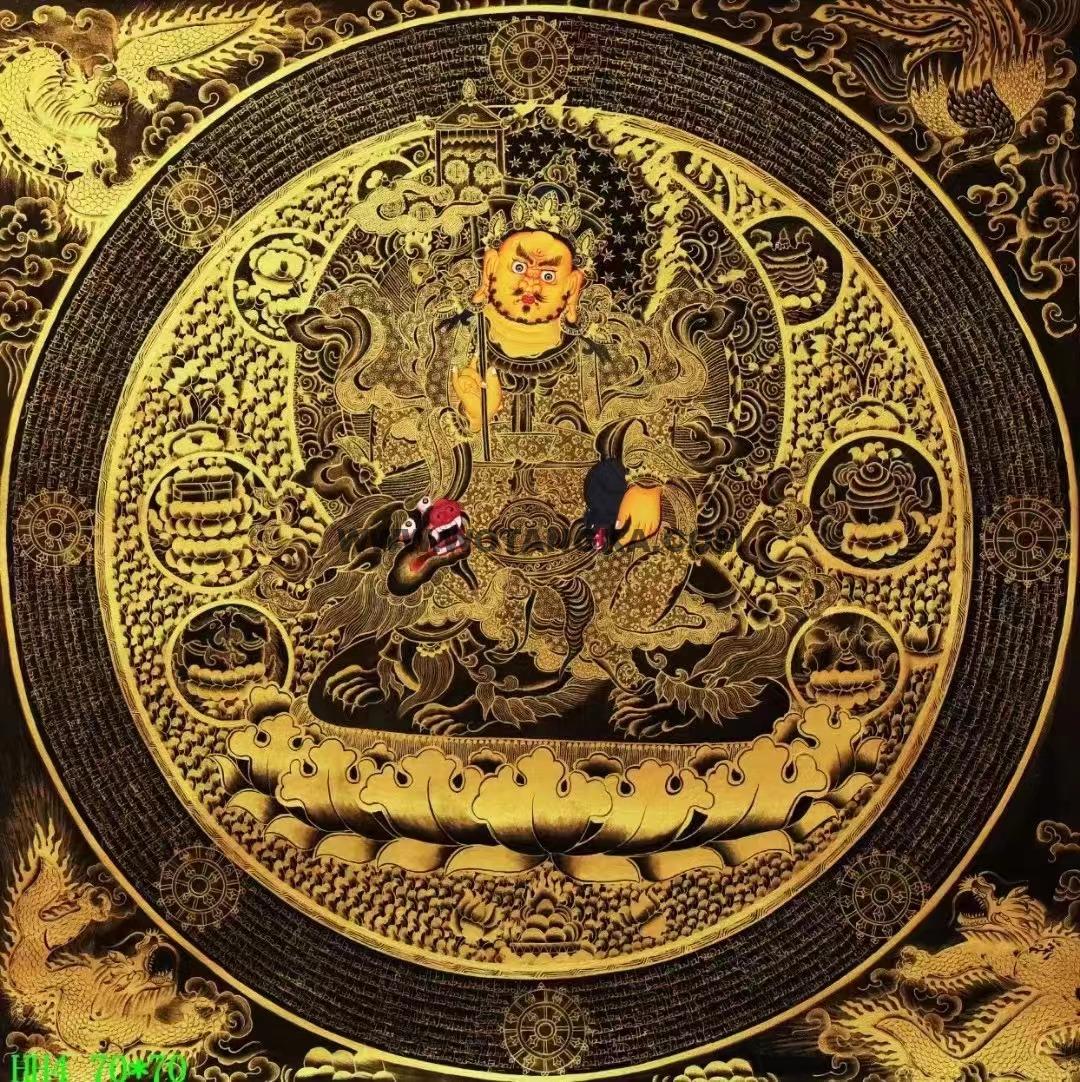 编号138-678389:黑金唐卡-财宝天王(70*70CM左右)