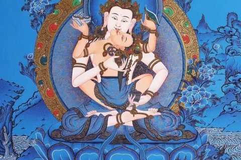编号138-683139：蓝金唐卡-金刚萨埵双修（75*51CM左右）