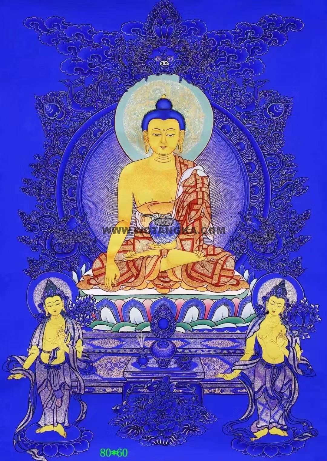 编号138-703539:蓝金唐卡-释迦牟尼佛(100*72CM左右)