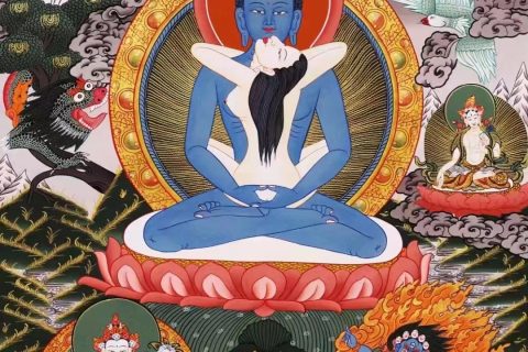 编号138-719609：彩绘唐卡-普贤王如来双修（71*52CM左右）