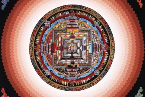 编号138-747799：彩绘唐卡-时轮金刚坛城（40*40CM左右）