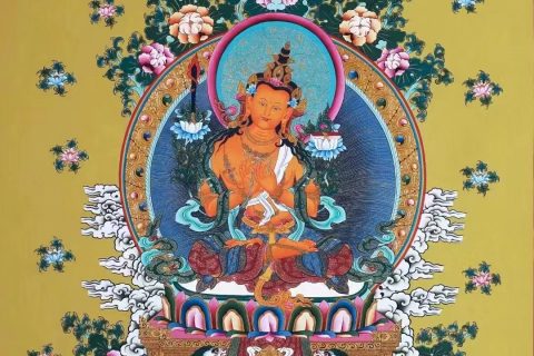 编号138-841372：彩绘唐卡-文殊菩萨（76*51CM左右）