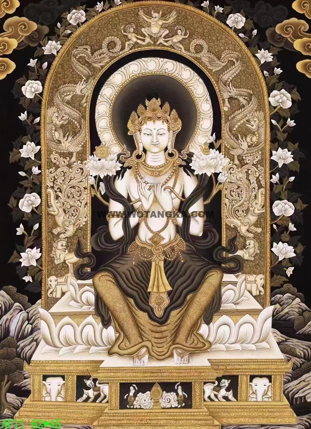 编号138-930272:彩绘唐卡-天冠弥勒佛(62*45CM左右)