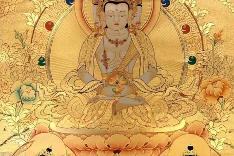 编号188-101021：黄金唐卡-四面大日如来（70*50CM左右）
