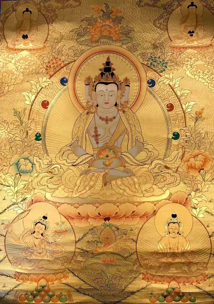 编号188-101021：黄金唐卡-四面大日如来（70*50CM左右）