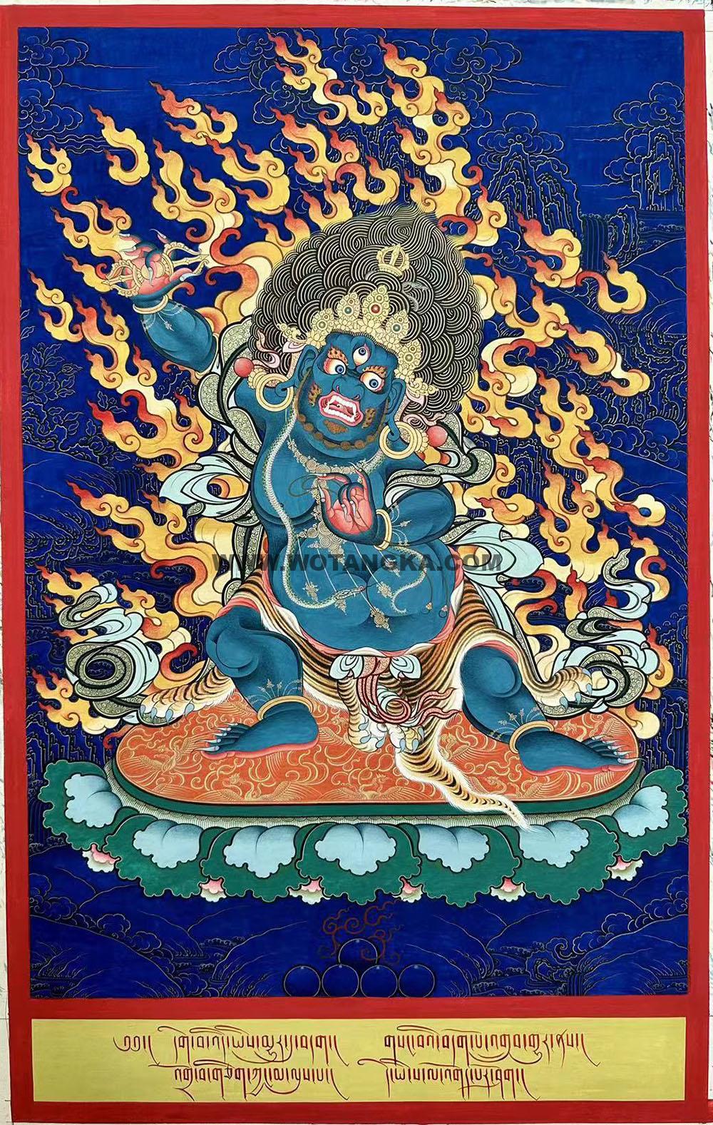 热贡-落桑尖措:彩绘唐卡-金刚手菩萨(45*33CM左右)