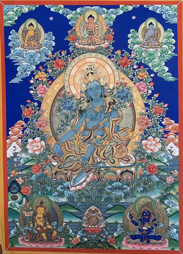 编号188-135009：彩绘唐卡-绿度母（70*50CM左右）