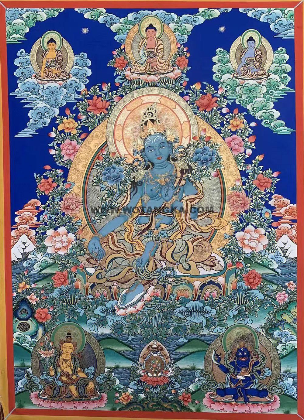 编号188-135009:彩绘唐卡-绿度母(70*50CM左右)