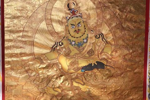 编号188-135810：黄金唐卡-五方财神（110*80CM左右）