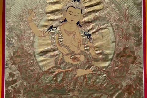 编号188-139818：黄金唐卡-文殊菩萨（60*45CM左右）