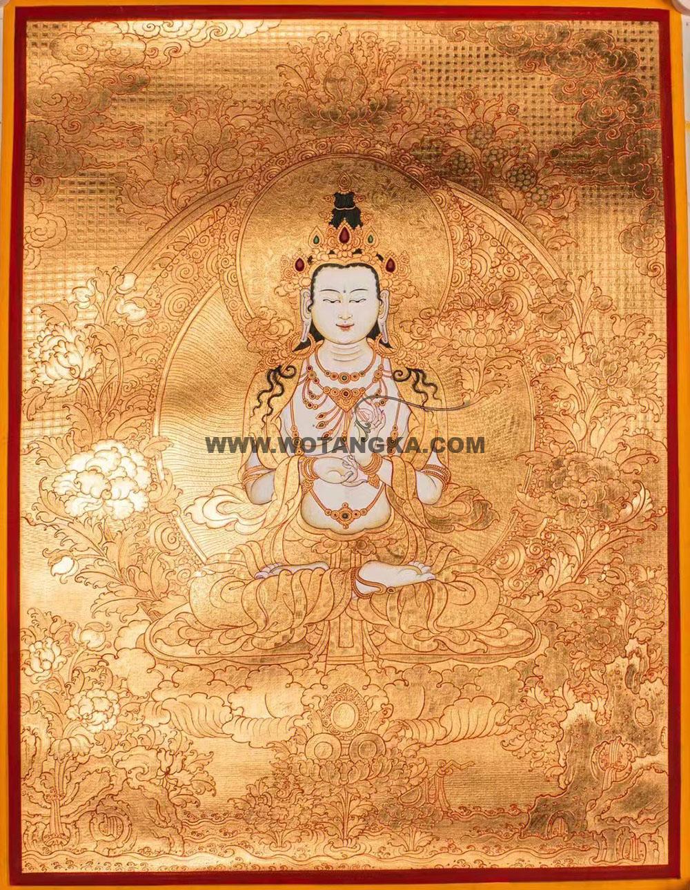 热贡-拉藏·画院：黄金唐卡-大势至菩萨（70*50CM左右）