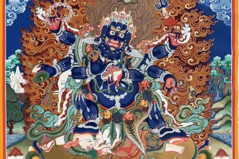 编号188-197801：彩绘唐卡-六臂玛哈嘎拉（80*60CM左右）
