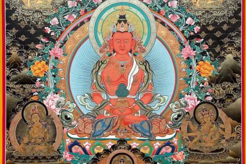 编号188-254330：黑金唐卡-长寿佛（100*70CM左右）