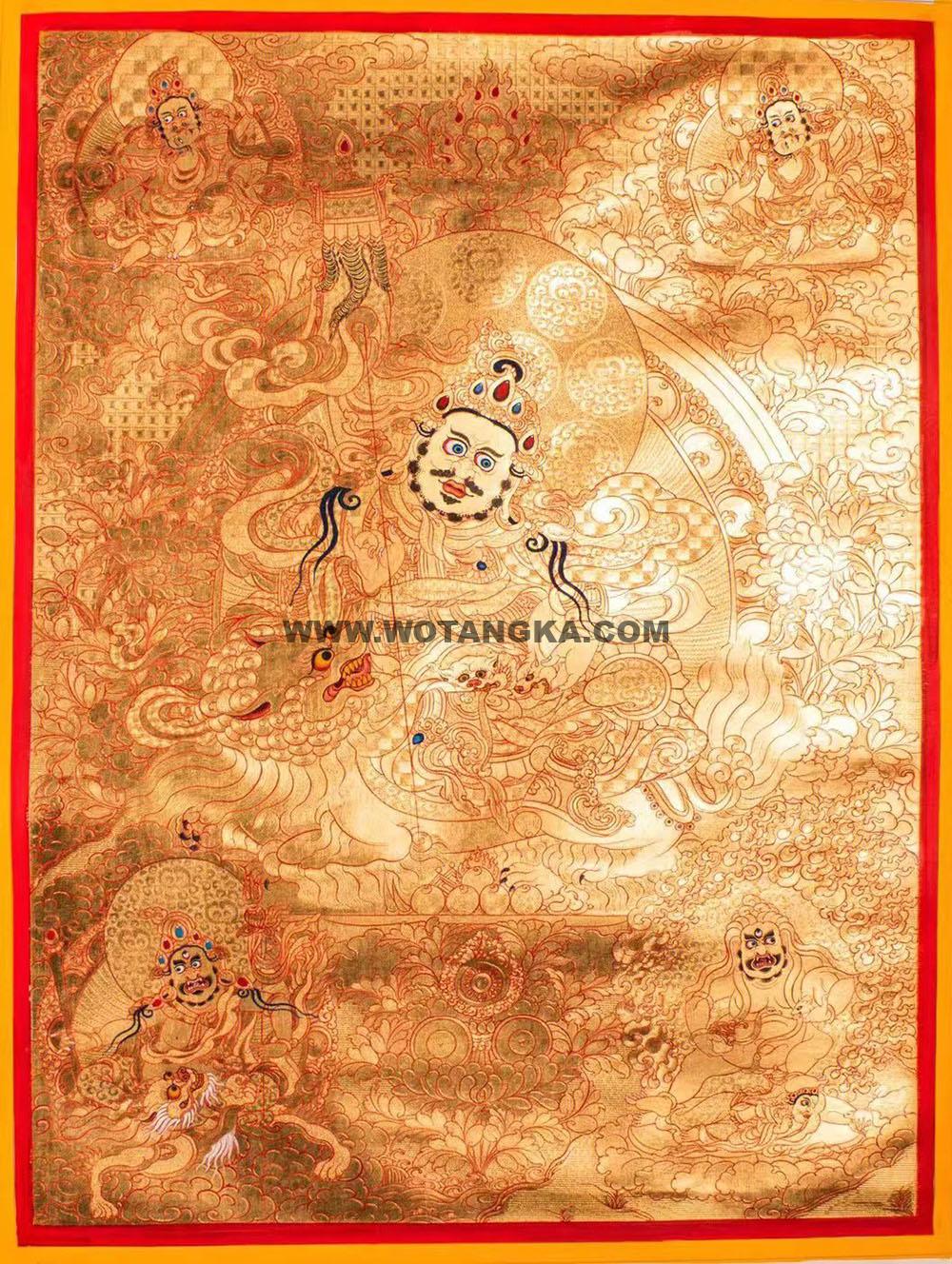 热贡-拉藏·画院：黄金唐卡-财宝天王（80*60CM左右）