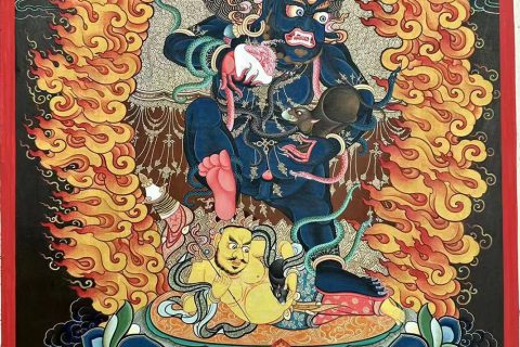 编号188-282083：彩绘唐卡-黑财神（45*33CM左右）