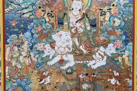 编号188-289374：彩绘唐卡-普贤菩萨（100*70CM左右）
