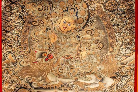 编号188-327948：黑金唐卡-财宝天王·五方财神（120*95CM左右）