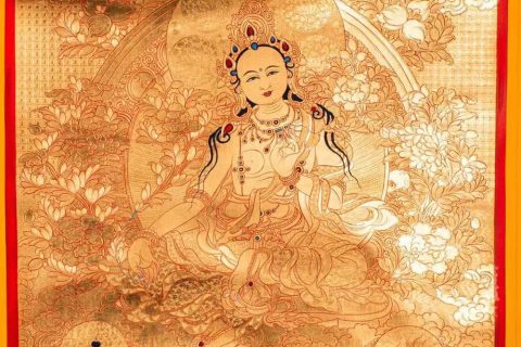 编号188-347781：黄金唐卡-绿度母（80*60CM左右）