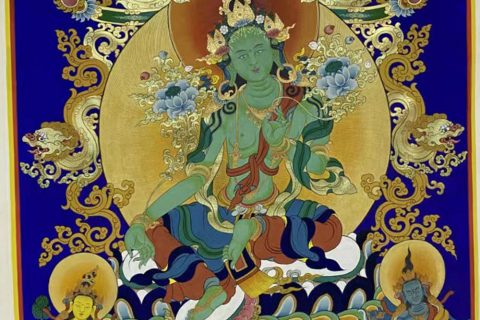 编号188-428878：彩绘唐卡-绿度母（70*50CM左右）