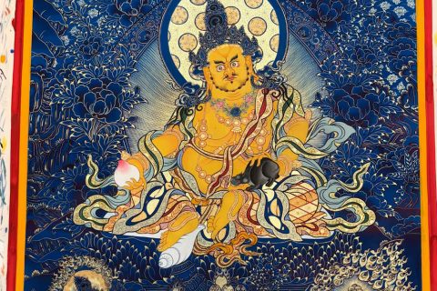 编号188-435363：蓝金唐卡-五方财神（100*70CM左右）