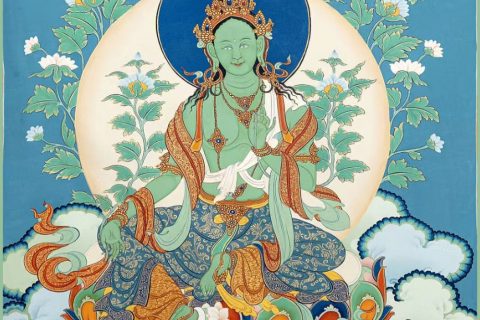 编号188-440694：彩绘唐卡-绿度母（70*50CM左右）