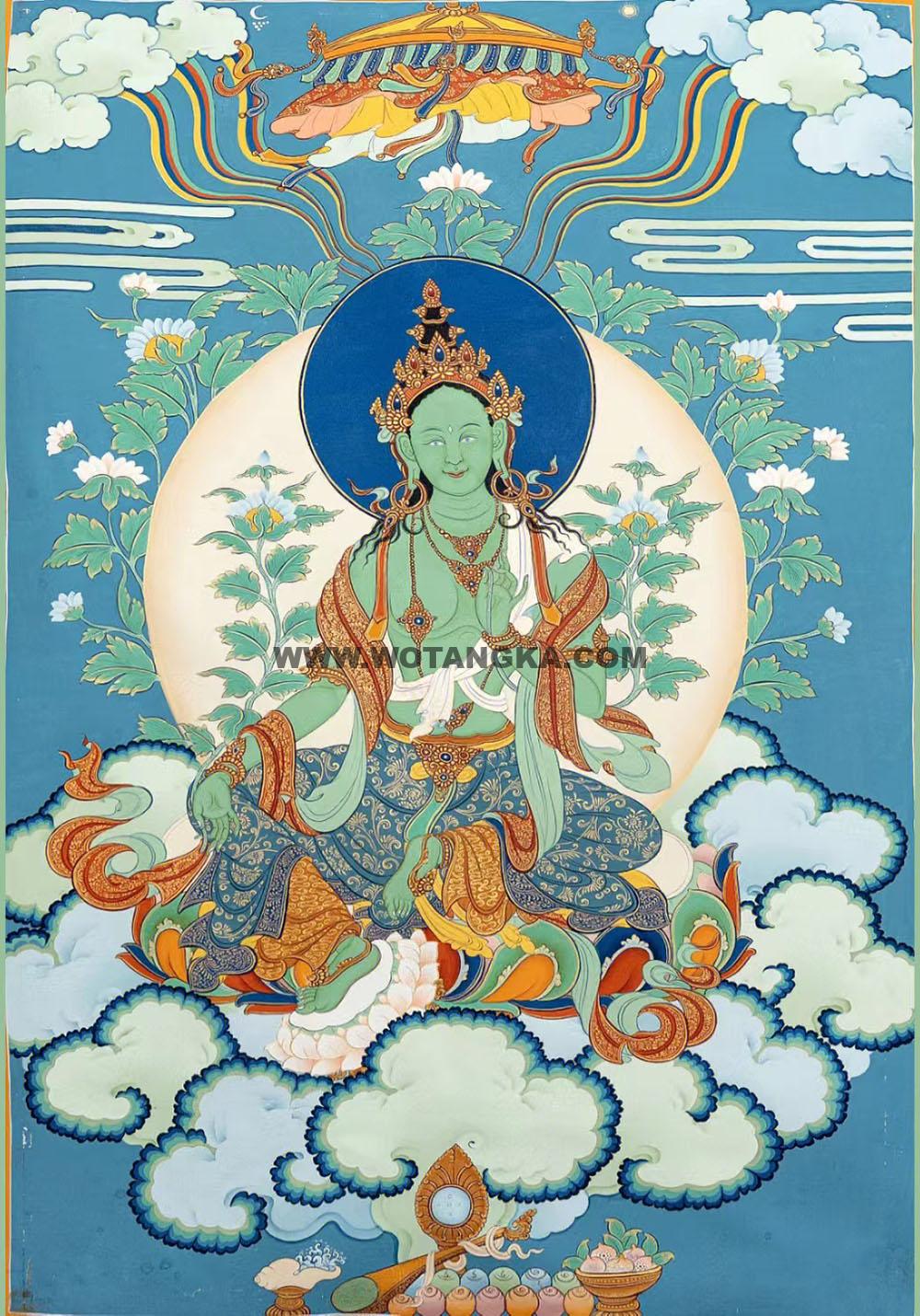 热贡-拉藏·画院：彩绘唐卡-绿度母（70*50CM左右）