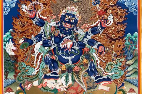 编号188-494060：彩绘唐卡-六臂玛哈嘎拉（80*60CM左右）