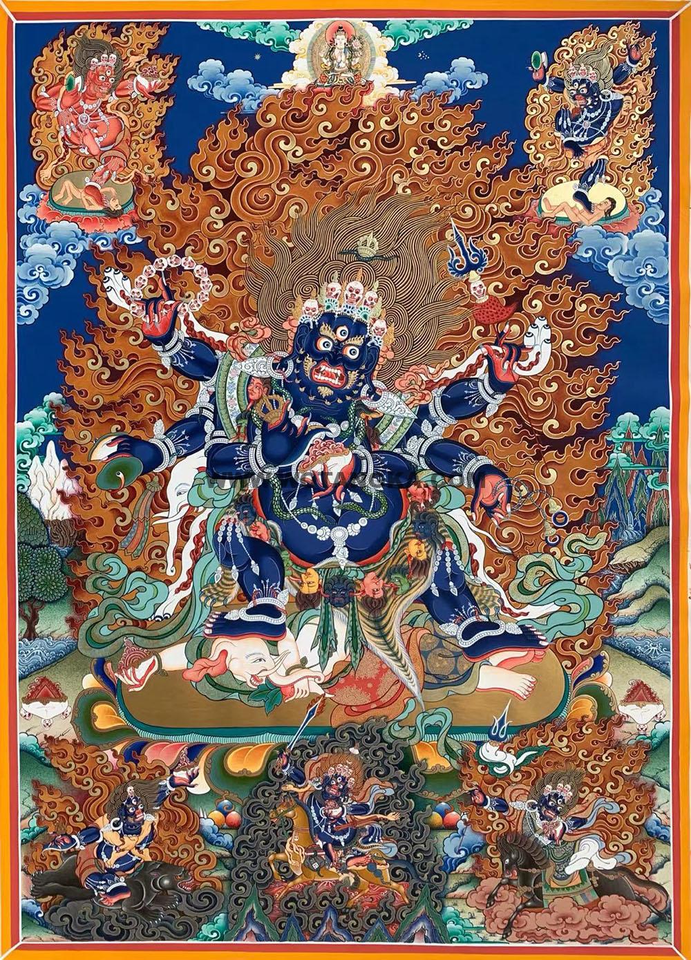 编号188-494060:彩绘唐卡-六臂玛哈嘎拉(80*60CM左右)